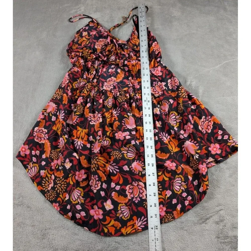 Free People Babydoll Top Womens XS Floral Tie Back Sleeveless Boho Summer